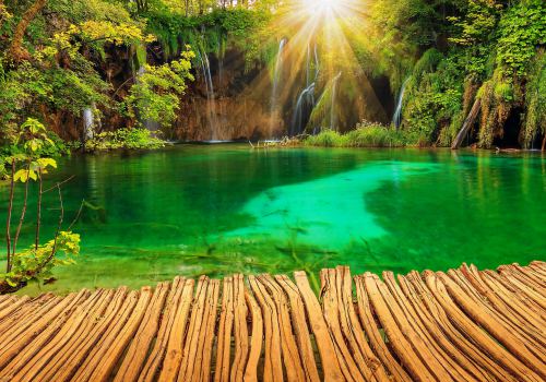 Croatia Parks Lake Waterfall Sun Rays Light HD Wallpaper